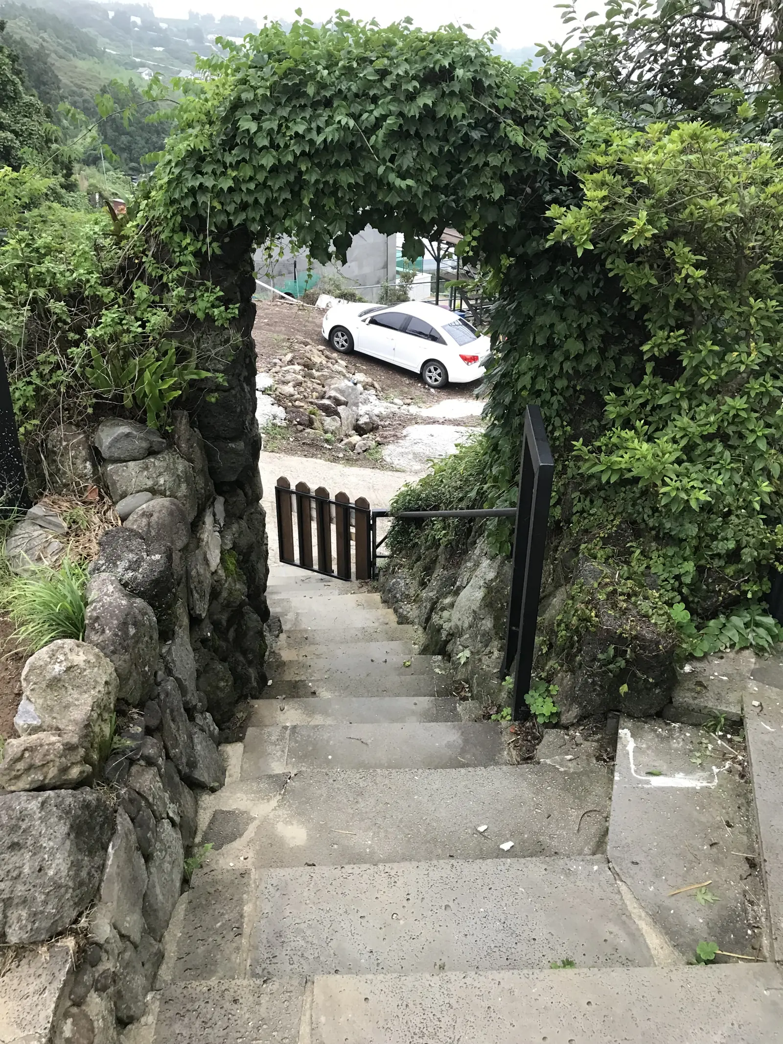 Garden steps under the arch